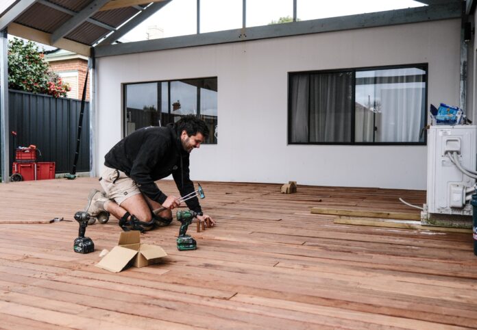 Adelaide Sure Fix carpenter installing hardwood decking boards